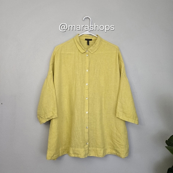 Oska Linen Oversize Blouse in Yellow - Picture 1 of 6